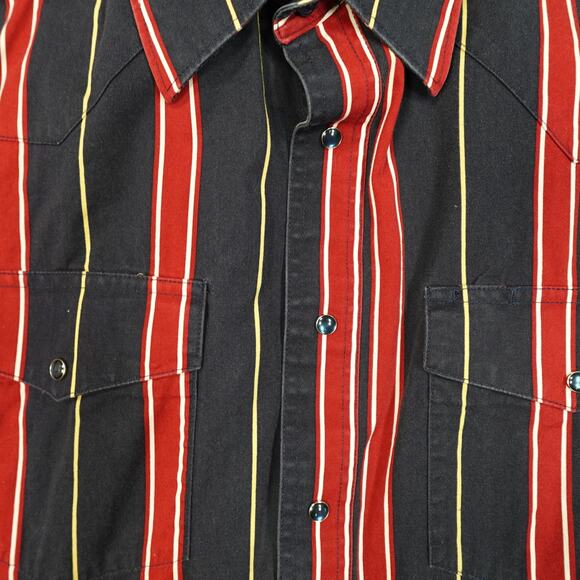 Wrangler Shirt Mens Extra Large Brush Popper Pearl Snap Western Striped Rodeo - Picture 2 of 9